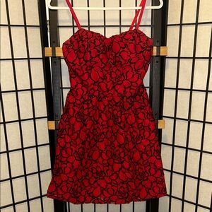 Lily Rose Scarlet and Ebony Lace Mini Dress